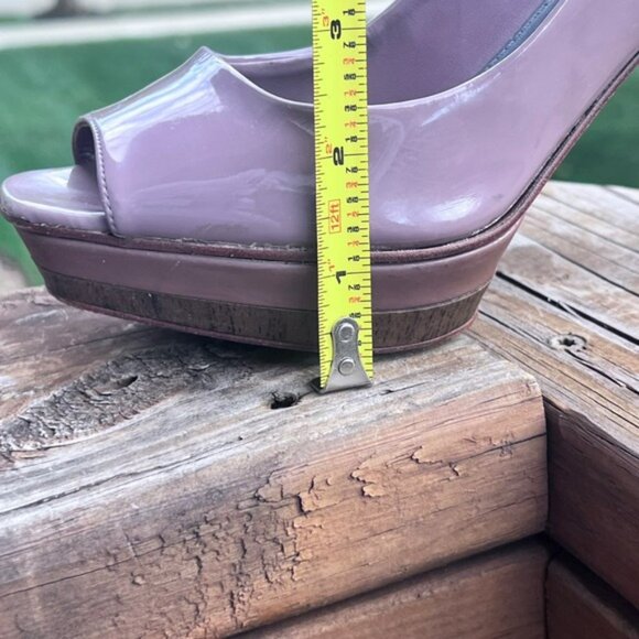 Zara Basic Collection Lilac Patent Leather Peep Toe Platform Heels - Picture 4 of 7